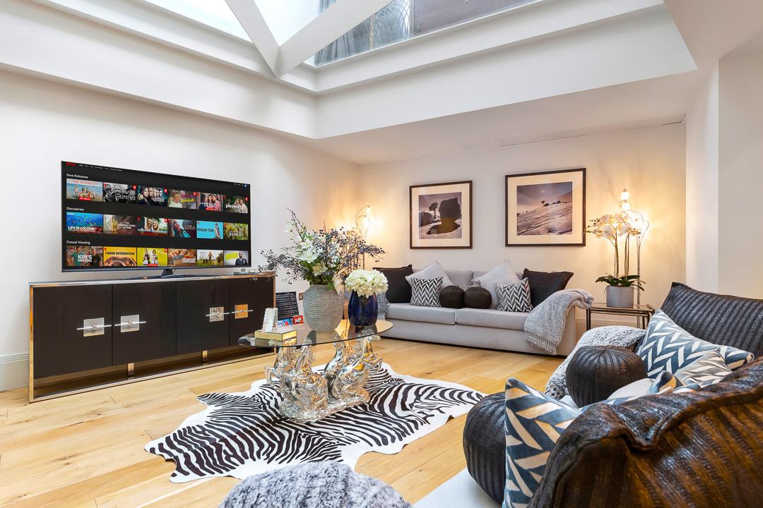 Living room in a managed apartment